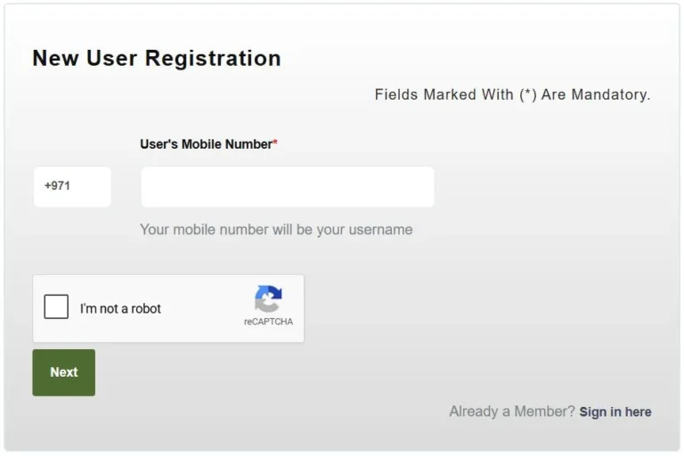 Sharjah parking New User Registration